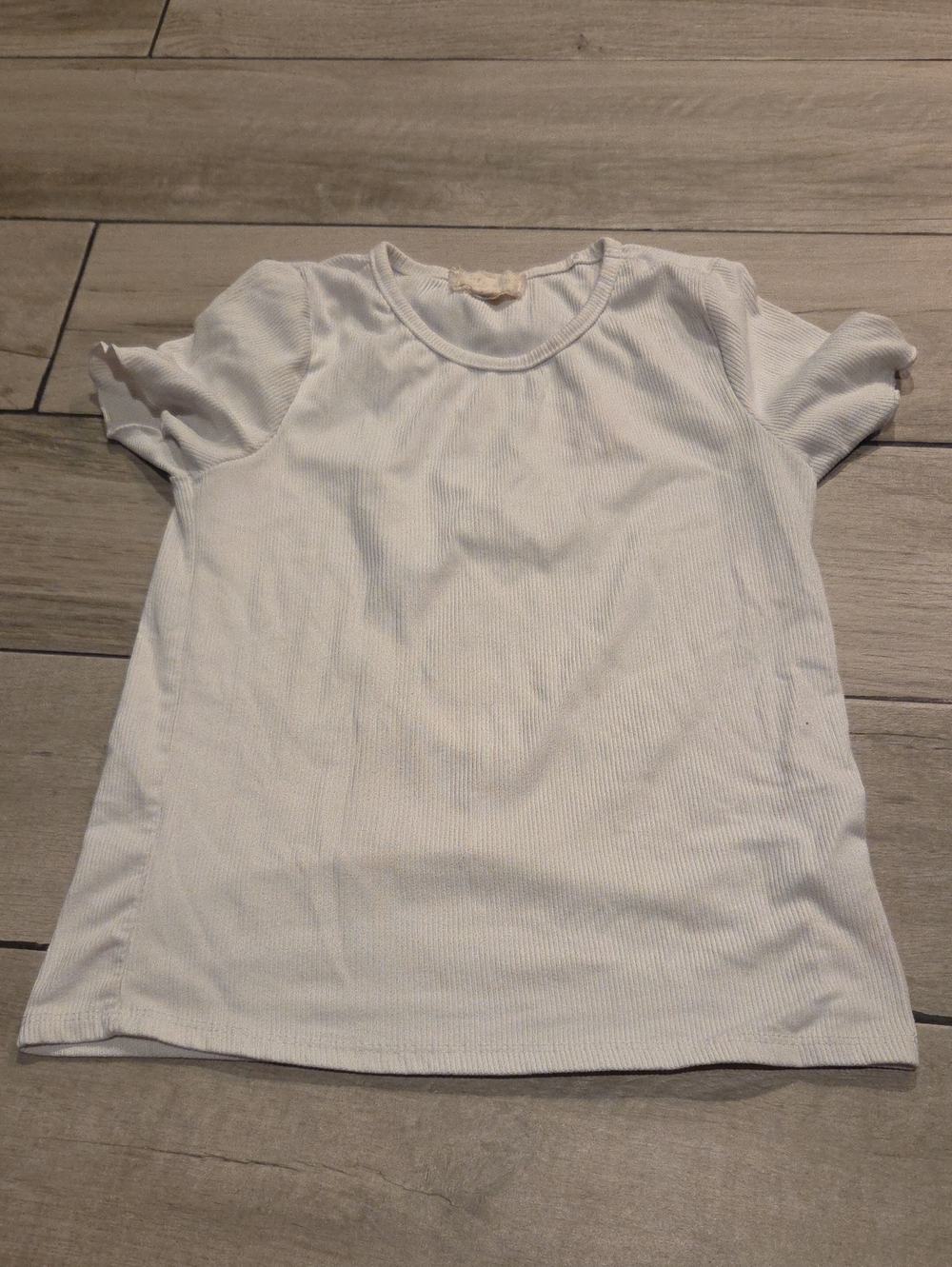 btween White Short Sleeve Ribbed Tee